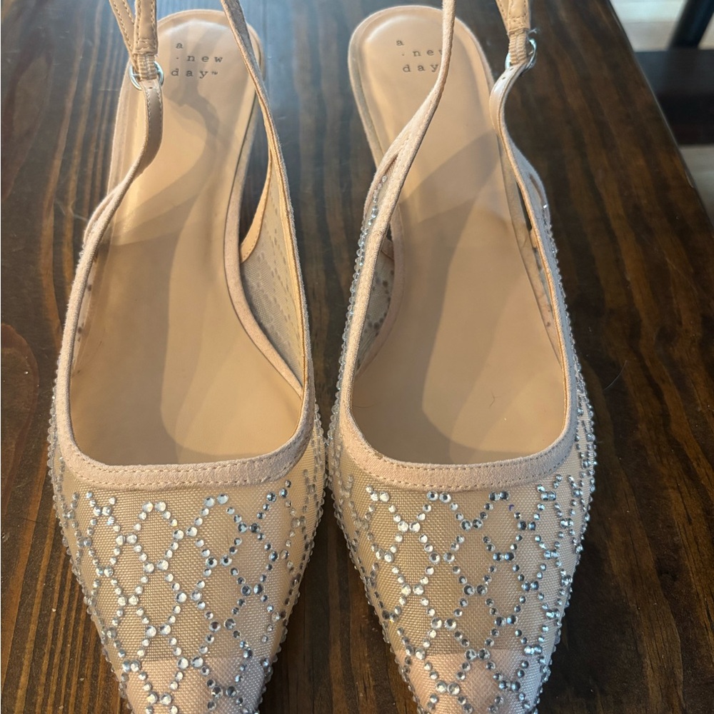 A New Day Women's Tan Mesh Slingback Heels